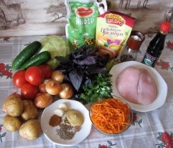 Салат курица картошка огурец
