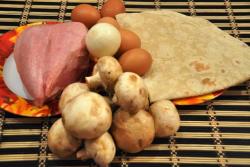 название картинки Рулет из лаваша с курицей и грибами