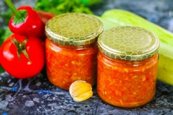 название картинки Аджика из кабачков пальчики оближешь