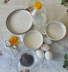 название картинки Бисквитный торт с заварным кремом, грецкими орехами и маком