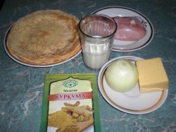 название картинки Блины с курицей и сыром