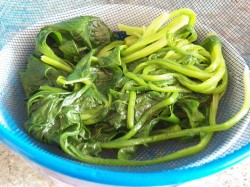 Блины со шпинатом с начинкой из сыра, чеснока и орехов