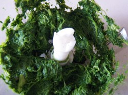 Блины со шпинатом с начинкой из сыра, чеснока и орехов