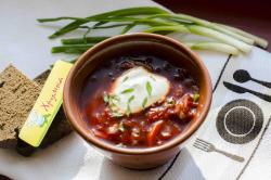 название картинки Вегетарианский борщ без мяса с фасолью и грибами