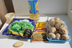 Брокколи с шампиньонами и имбирем