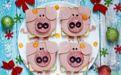 Бутерброды Поросята в год Свиньи-Кабана