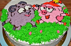 название картинки Детский торт Смешарики из крема