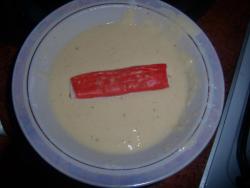 Фаршированные морковью крабовые палочки в кляре