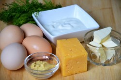 название картинки Закуска яйца фаршированные зеленью с твердым сыром