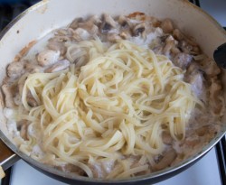 Фетучини с курицей и шампиньонами в соусе