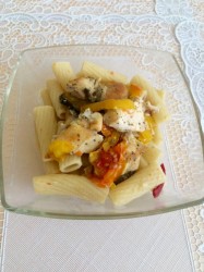 название картинки Баклажаны с курицей запеченные в духовке с перцем