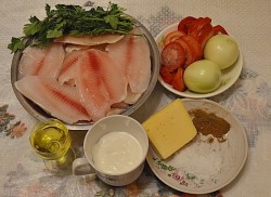 название картинки Филе тилапии с сыром и луком в духовке