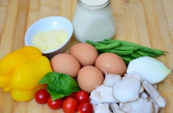 название картинки Фриттата со стручковой фасолью помидорами черри и грибами
