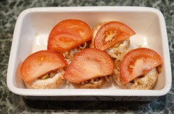 Грибы с сыром и помидорами в духовке