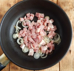 название картинки Жареное мясо с луком на сковороде