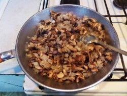 Грибы в горшочках с сыром луком курицей