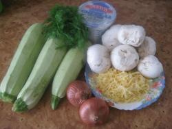 название картинки Кабачков в духовке с фаршем и грибами