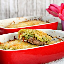 Кабачки с фаршем и картофелем в духовке