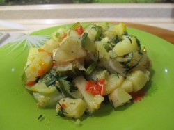 Кабачки с картошкой и помидорами