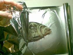 Карась запеченный с репчатым луком в фольге в духовке