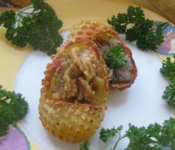 название картинки Картофельные лапти с грибами и баклажанами