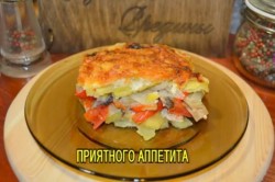 название картинки Картошка по французски с фаршем помидорами грибами