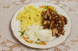 название картинки Картошка с лисичками на сковороде