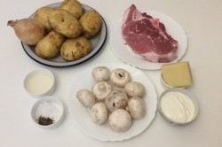 название картинки Картошка с мясом и грибами в горшочках в духовке