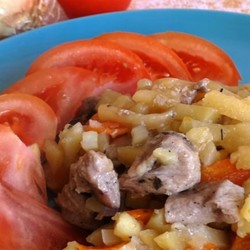 Картошка с мясом в микроволновке