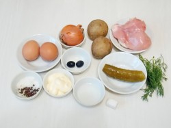 название картинки Салат с курицей и картошкой Крыска