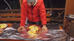 Кролик под Солью в казане на костре