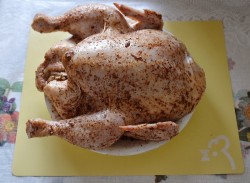 название картинки Курица фаршированная грибами в духовке