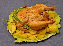 название картинки Курица фаршированная грибами в духовке