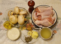 Куриные ножки в сливках с шампиньонами в духовке