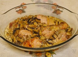 Куриные ножки в сливках с шампиньонами в духовке