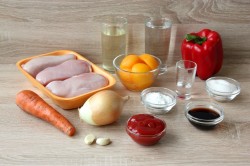 Курица с персиками в кисло-сладком соусе