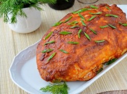 название картинки Курица, фаршированная свининой грибами и фасолью