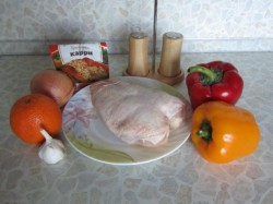 Куриная грудка с болгарским перцем и апельсинами - шаг 1 Куриная грудка с болгарским перцем и апельсинами - шаг 1