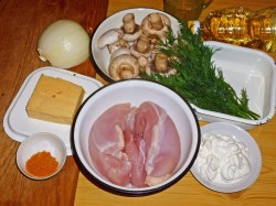 название картинки Куриная грудка с грибами и сыром в духовке