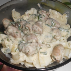 Куриные сердечки в сырном соусе