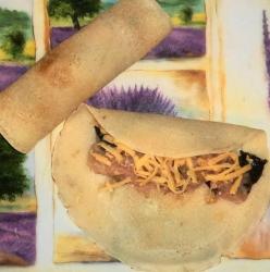 название картинки Новогодняя курица с грибами и блинами