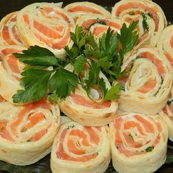 Лавашный рулет с семгой Трёхслойный