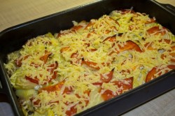 Мясо по французски из свинины с помидорами и картошкой