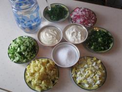 название картинки Окрошка по классике на сметане с водой