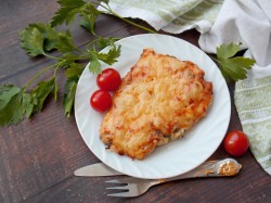 название картинки Отбивная с грибами и сыром из свинины в духовке