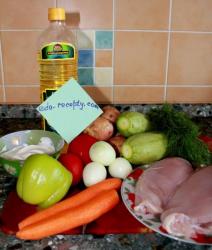 Овощное рагу с тушеной курицей кабачками и картошкой