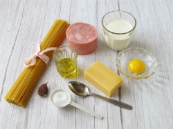 название картинки Паста карбонара с ветчиной и сливками