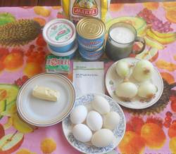 название картинки Заливной рыбный пирог с рыбными консервами