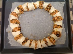 Пирог Солнышко с курицей и грибами