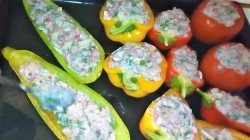 Помидор перец кабачок фаршированные и запеченные под сыром